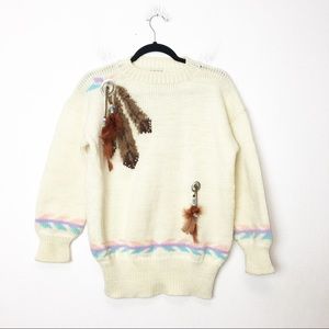 Vintage Cream Feather Sweater
